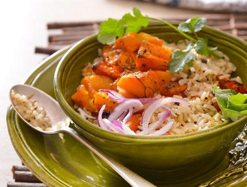 Roast Pumpkin and Mustard Seed Brown Rice