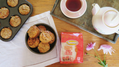 Lunchbox banana, raisin and rice muffins