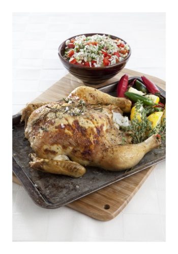 Herbed Roast Chicken with Confetti Rice