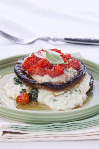 Parmesan Brown Rice Stacks With Spinach and Mushrooms