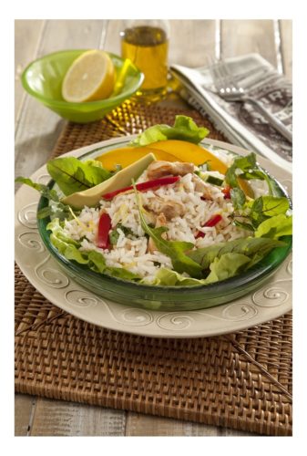 Summer Rice Salad With Avocado, Smoked Chicken and Mango