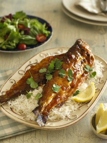 Whole Fish Braai with Apricot Jam and Coriander Glaze