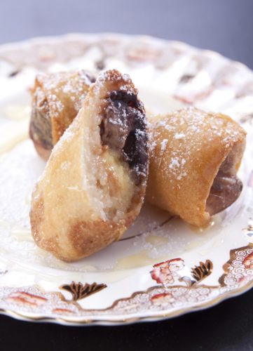 Chocolate, Banana and Rice Pudding Spring Rolls