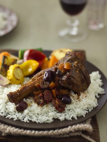 Braised Lamb Shanks with Olives and Sun-dried Tomatoes