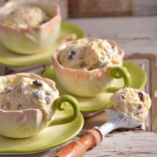 Frozen Rum and Raisin Rice Pudding