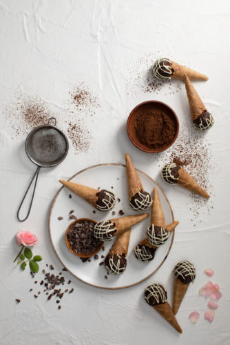 Chocolate bomb ice cream cones