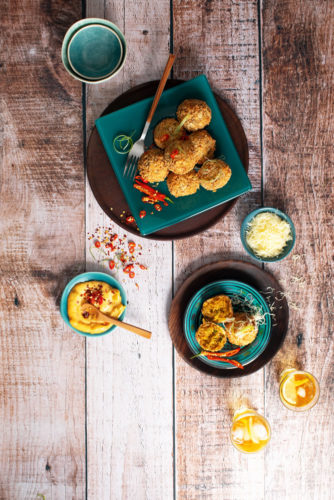 Curried arancini with atchar mayonnaise