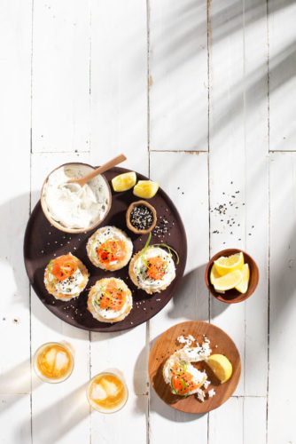 Smoked salmon & dill cream cheese rice squares